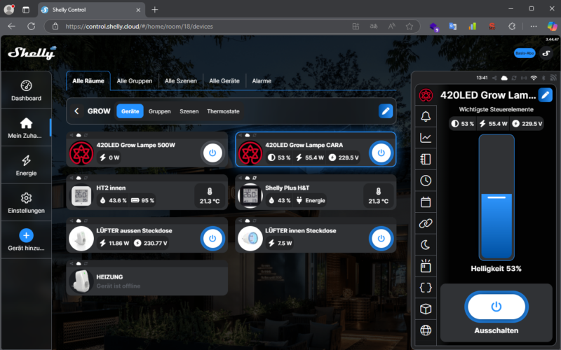 Grow Lampen Steuerung durch Shelly von 420LED Pflanzenlicht Steuerung durch Shelly